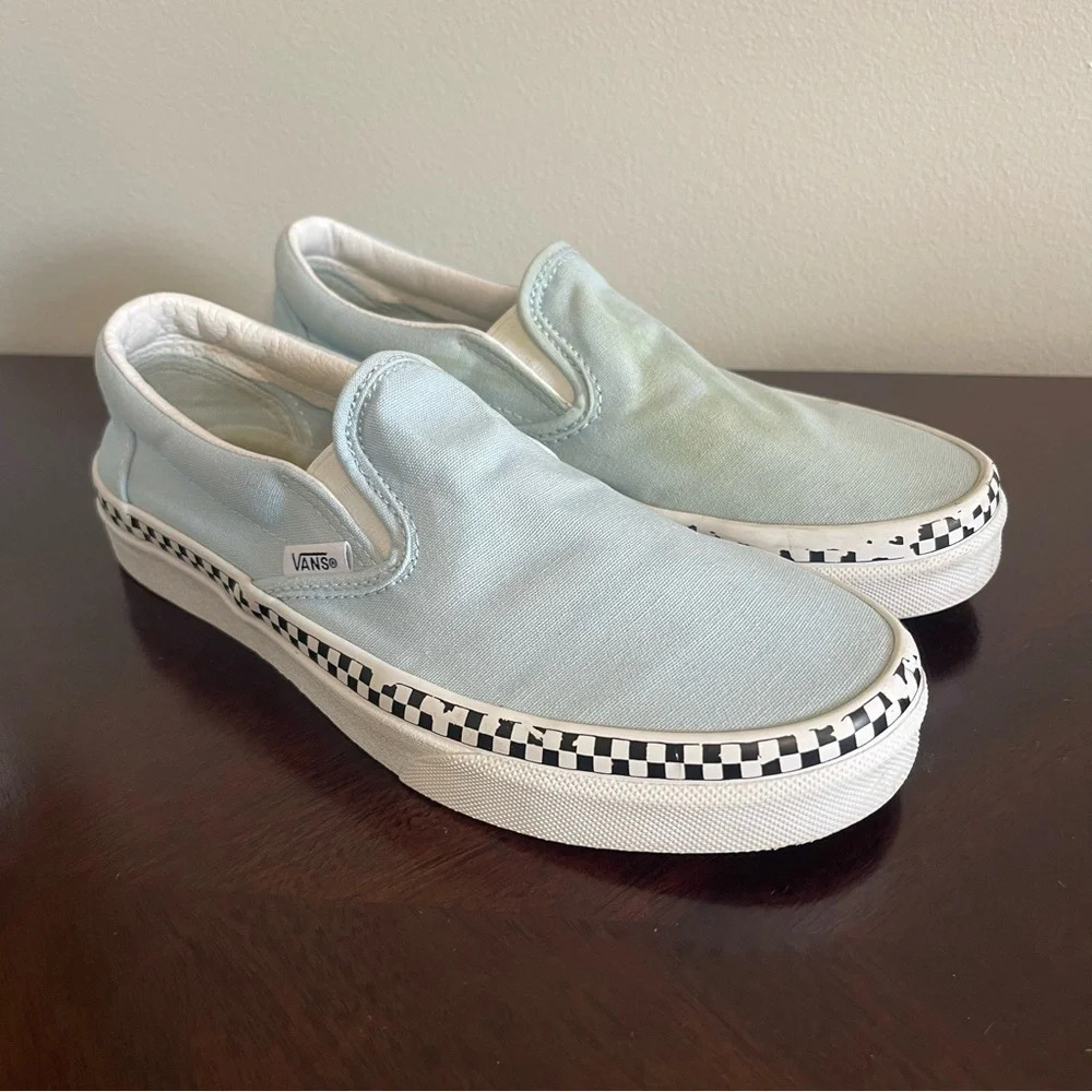 Vans Light Blue Canvas Sneakers Women’s 7.5 Mens 6 Stained